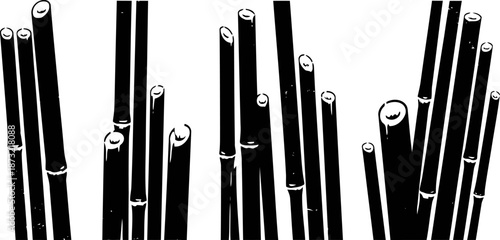 Black bamboo stems silhouette set minimalist bamboo cane collection botanical graphic illustration elements