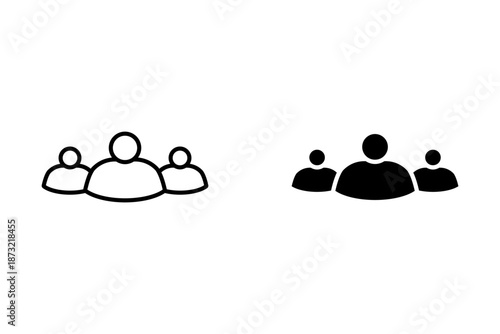 User avatar icon. User vector set. Isolated team icon. Contact silhouette. Profile social group line design. Team group sign. Teamwork symbol.