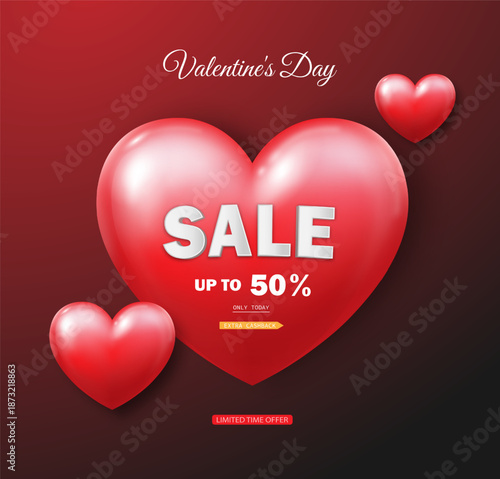 A heart with the words sale on a red background. Valentine's Day sale design template. Vector EPS 10.