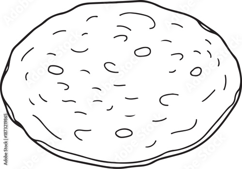 Roti Hand-drawn Sketch Drawing Vector Illustration, Line Linear Symbol Engraving Coloring Book, Black and White Isolated