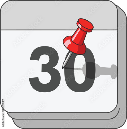 vector, illustration, 30th date on the calendar for office assets, important day, 