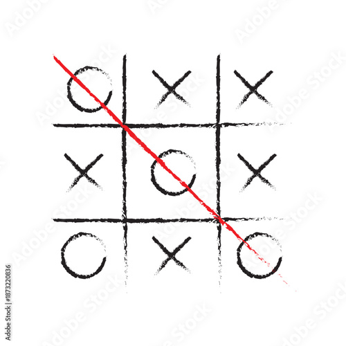 Game icon. Tic tac toe game with cross and circle. Tic tac toe on white background Vector illustration. 