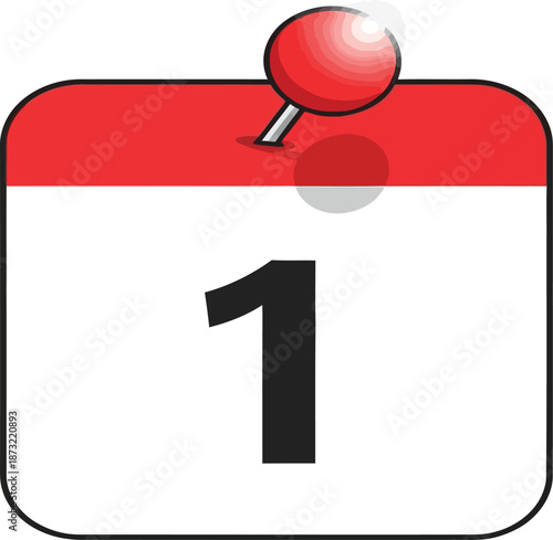 vector, illustration, 1, the first day of the month on the calendar for office assets, important days, 
