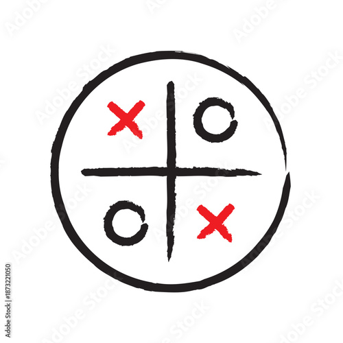Game icon. Tic tac toe game with cross and circle. Tic tac toe on white background Vector illustration. 