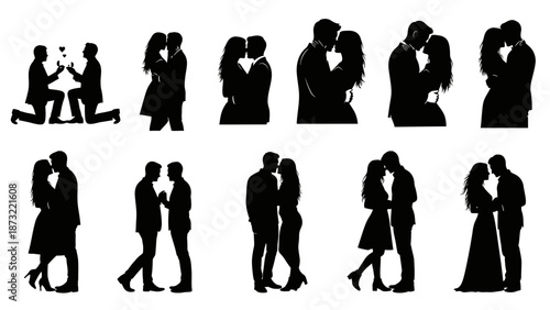 Romantic Loving Couples Silhouette Collection