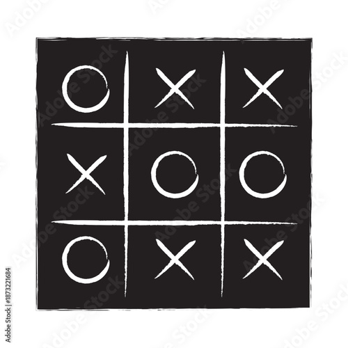 Game icon. Tic tac toe game with cross and circle. Tic tac toe on white background Vector illustration. 