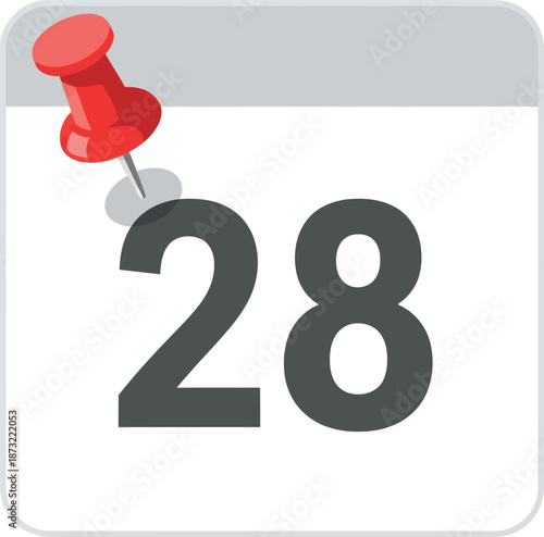 vector, illustration, 28th date on the calendar for office assets, important day, 