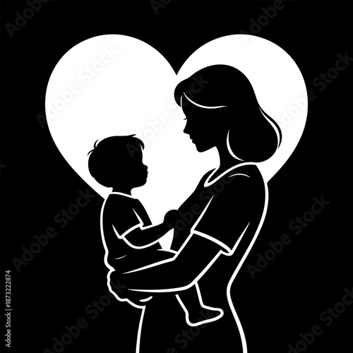 Black vector illustration of a girl and boy shown as a silhouette of a couple sharing a romantic moment of love and happiness
