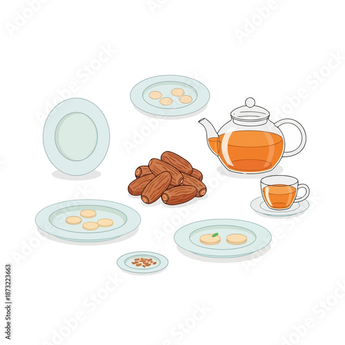 Tea time with almonds and cookies