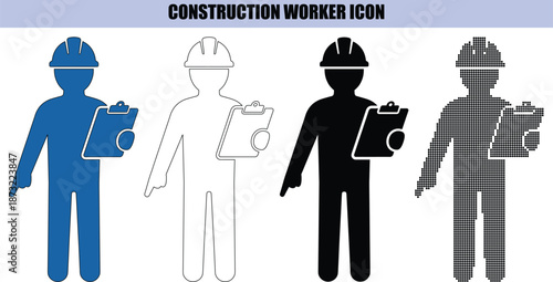 Construction Worker Silhouette Using Crowbar for Prying and Demolition with Face Mask for Safety Protection