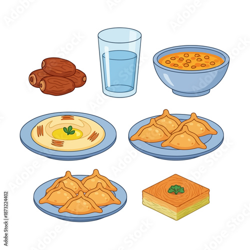 Illustrated middle eastern cuisine