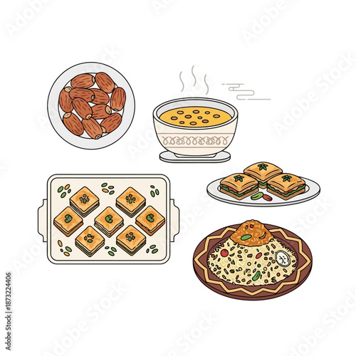 Illustrated middle eastern desserts