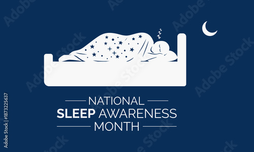 Vector graphic of National Sleep Awareness Month Observed every year of March. Design for banner, cards, prints, social media, poster, flyer and background design template.
