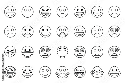 set of funny cartoon faces
