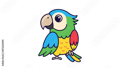 Colorful Macaw Parrot Vector Illustration in Tropical Cartoon Style