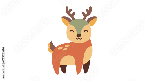 Cute Spotted Fawn Vector Illustration with Small Antlers