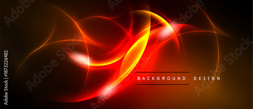 Abstract energy flow, vibrant red hues dominate. Orange accents blend into dark background. Dynamic curves suggest movement, light trails.