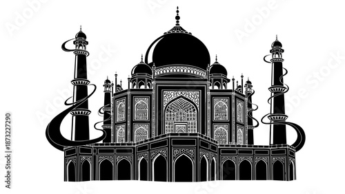 Stylized Vector Art of an Iconic Indian Historical Monument, Symbolizing Heritage and Grandeur