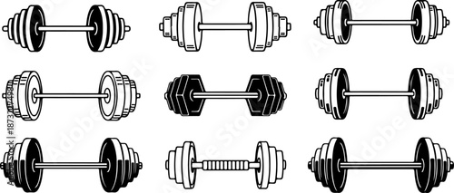 Gym Fitness Equipment Icon Set Silhouette Set