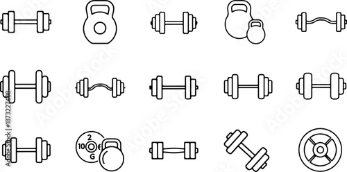 Gym Fitness Equipment Icon Set Silhouette Set