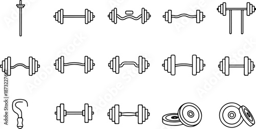 Gym Fitness Equipment Icon Set Silhouette Set