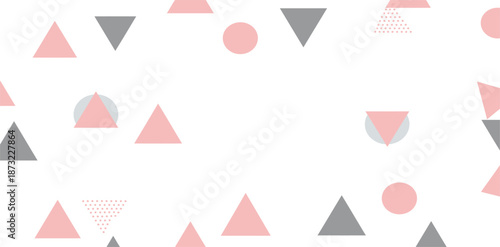 Geometric shapes in pastel pink and gray on white background