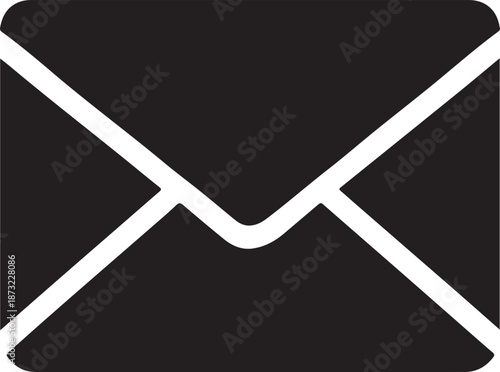 A simple black square with a white envelope icon inside