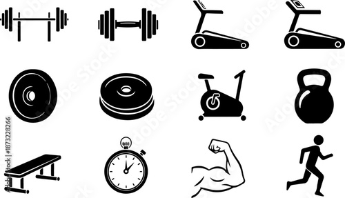 Gym Fitness Equipment Icon Set Vector Illustration
