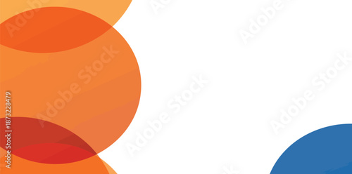 Vibrant orange and blue abstract shapes on white background creative design element