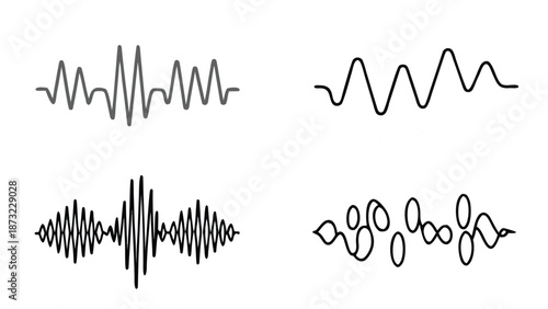 Collection of minimalist wave forms and volume speaker icons for multimedia