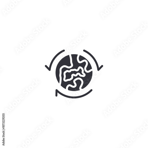 Location refresh brain icon symbolizing real time navigation updates, adaptive routing, smart location processing, and dynamic direction control.