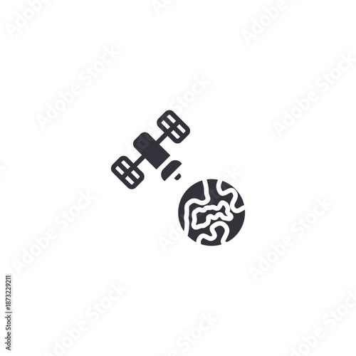 Satellite and brain icon symbolizing GPS intelligence, navigation technology, data positioning, and smart location analytics.