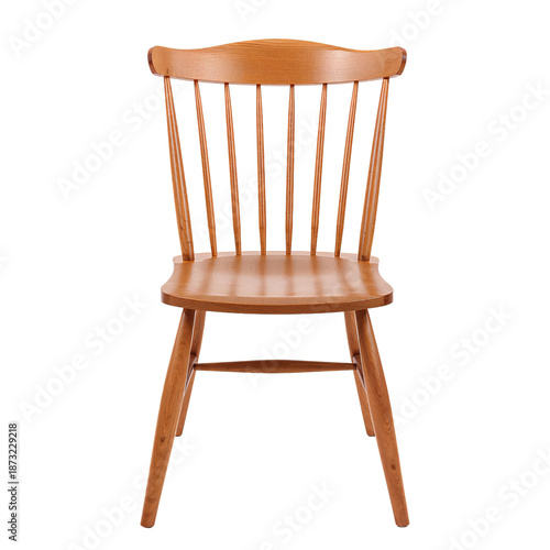 Wooden Chair With Spindle Back Design Placed on Flat Surface Indoors During D...