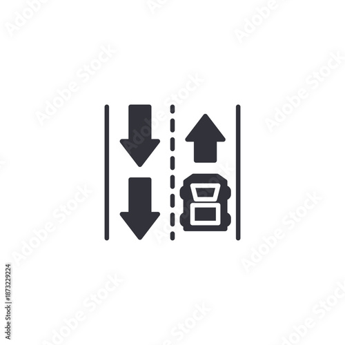 Traffic flow control icon symbolizing bidirectional movement, lane switching, navigation guidance, and smart traffic solutions.