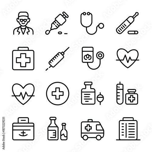 medical icons set