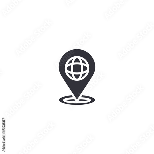Global location pin icon representing worldwide navigation, international mapping, global positioning, and geographic connectivity.