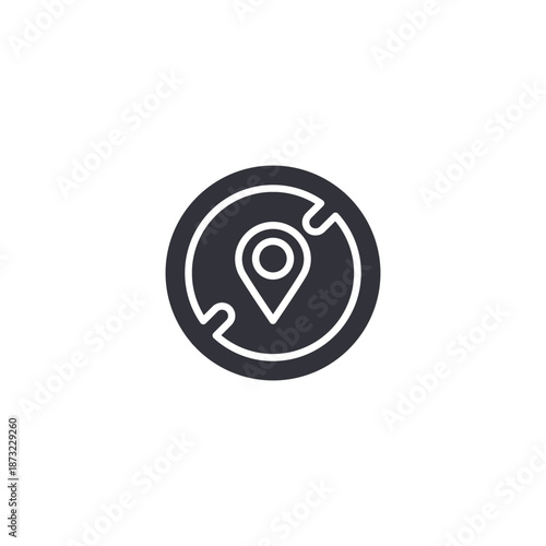 Location tracking icon with radar style pin representing live positioning, movement tracking, navigation monitoring, and real time maps.