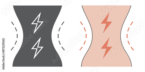 Back or waist pain concept illustration with lightning symbols for medical health