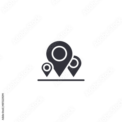 Multiple location pins icon symbolizing destination clusters, route planning, travel management, and location comparison mapping.