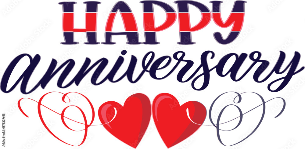 Obraz premium Happy Anniversary red heart love illustration eps vector