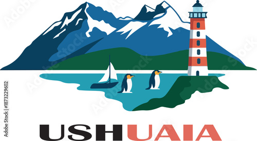 Ushuaia clipart logo vector white background .