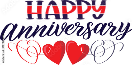 Happy Anniversary red heart love illustration eps vector