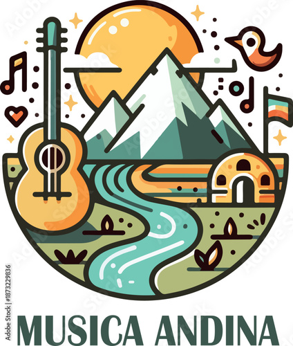 Musica andina logo icon vector white background .