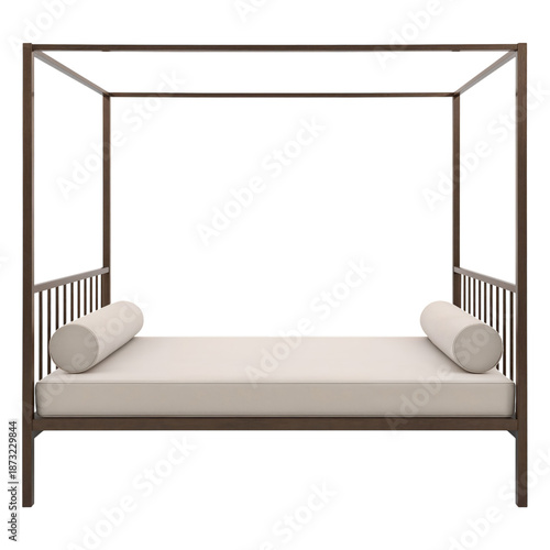 Canopy Bed With Wooden Frame and Cushions for Indoor or Outdoor Relaxation