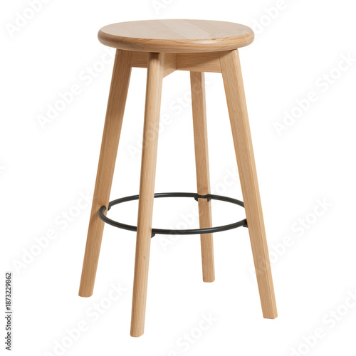 Wooden Bar Stool With Metal Legs in a Simple Design for Various Spaces and Pu...