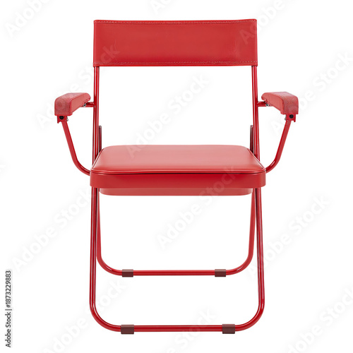 Bright Red Folding Chair Designed for Outdoor and Indoor Use in Casual Settings