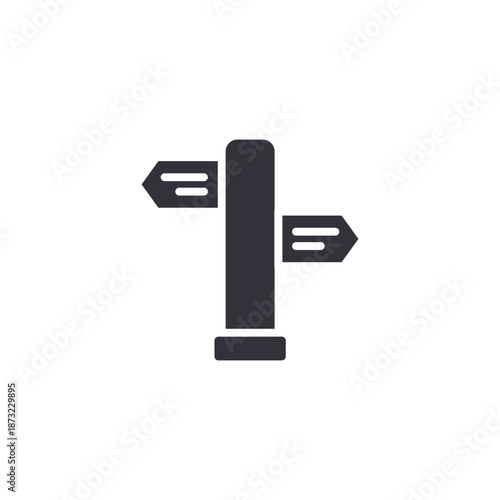 Directional signpost icon representing wayfinding, route selection, travel guidance, and navigation decision making.