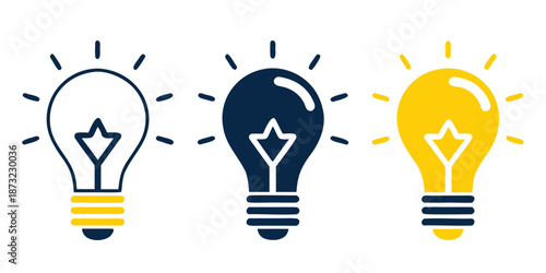 Illumination Trio: Three light bulbs showcase the essence of ideas, creativity, and the power of innovation.