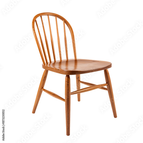 Wooden Chair With Spindle Back Design Placed on Flat Surface Indoors During D...