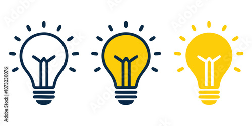 Illuminating Creativity: A trio of stylized light bulbs, each with a unique design and glow, symbolizing the spark of innovation, ideas, and creative problem-solving.